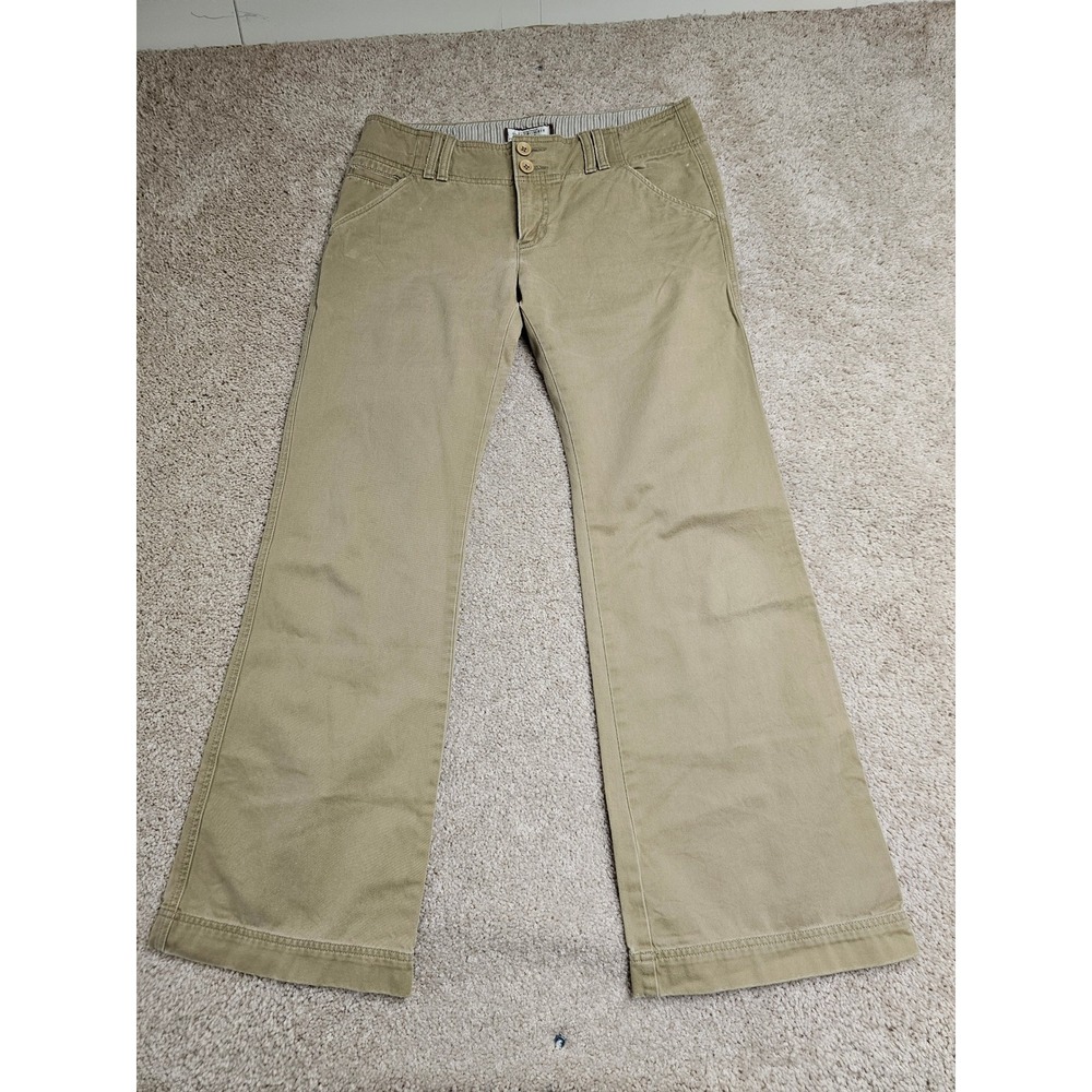 Abercrombie & Fitch Women Khaki Low Rise Flare Pants Tan Cotton 6S y2k preppy